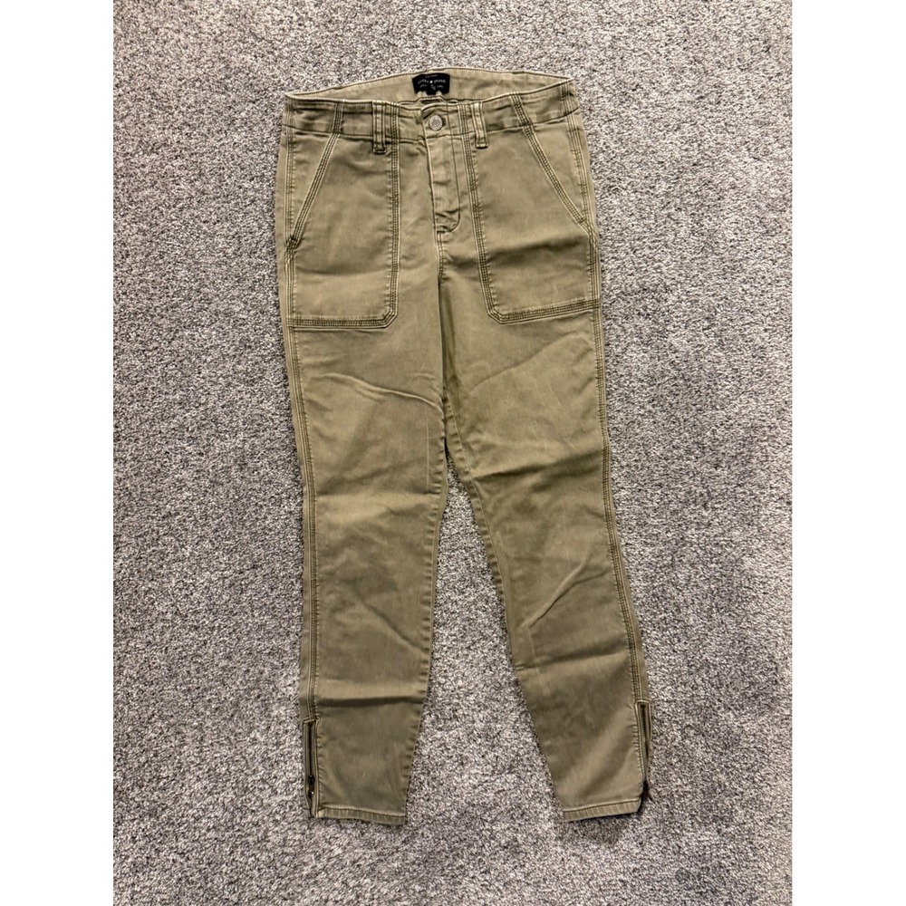 Lucky Brand Pants Womens 2 Green Utility Skinny Ankle Zip Cargo Stretch Twill